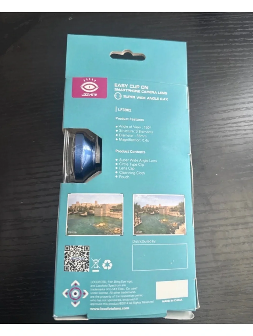 LOCOFOTO Easy Clip On Super Wide Angle 0.4X Smartphone Camera Lens